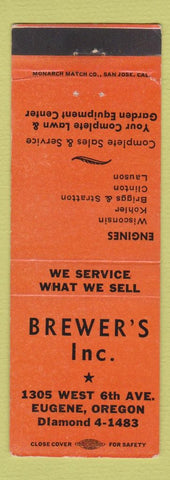 Matchbook Cover - Brewer's Eugene OR Lawn Mower Engines