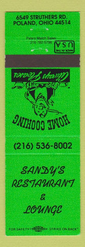 Matchbook Cover - Sandy's Restaurant Lounge Poland OH