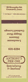 Matchbook Cover - Anthony's Pier One Cromwell CT