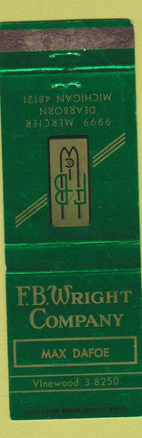 Matchbook Cover - FB Wright Company Max Dafoe Dearborn MI
