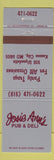 Matchbook Cover - Josie Ann's Pub Deli Kansas City MO
