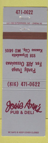 Matchbook Cover - Josie Ann's Pub Deli Kansas City MO