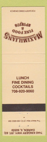 Matchbook Cover - Maximilians Restaurant Darien IL