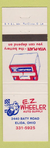 Matchbook Cover - EZ Wheeler Auto Supply Elida OH Vita Plate Battery