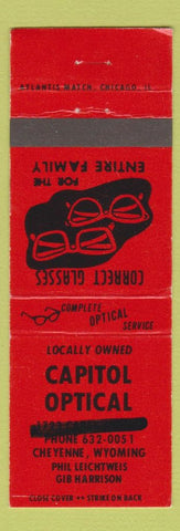 Matchbook Cover - Capitol Optical Cheyenne WY