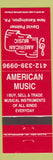 Matchbook Cover - American Music New Kensington PA