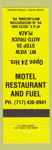 Matchbook Cover - Mountain View Truck Stop oil gas Mifflintown PA