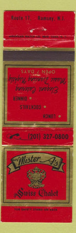 Matchbook Cover - Mister A's Ramsey NJ Restaurant WEAR