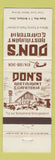 Matchbook Cover - Don's Restaurant Cafeteria Brilliant OH