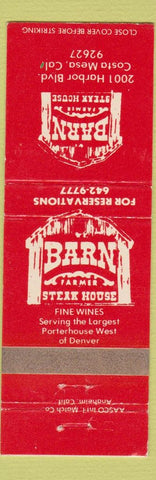 Matchbook Cover - Barn Farmer Steak House Costa Mesa CA