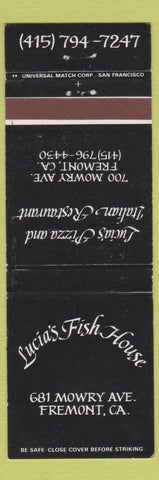 Matchbook Cover - Lucia's Fish House Fremont CA