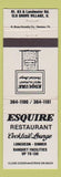 Matchbook Cover - Esquire Restaurant Elk Grove Village IL