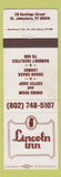 Matchbook Cover - Lincoln Inn ST Johnsbury VT