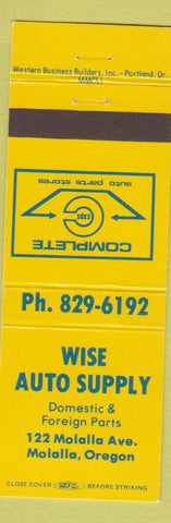 Matchbook Cover - Wise Auto Supply Molalla OR