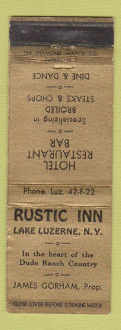 Matchbook Cover - Rustic Inn Lake Luzerne NY WORN
