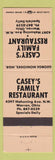 Matchbook Cover - Casey's Family Restaurant Warren OH