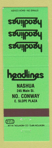 Matchbook Cover - Headlines North Conway Nashua NH
