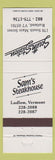 Matchbook Cover - Sam's Steakhouse Ludlow VT Rutland