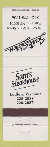 Matchbook Cover - Sam's Steakhouse Ludlow VT Rutland
