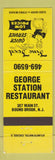 Matchbook Cover - George Station Restaurant Bound Brook NJ