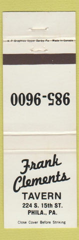 Matchbook Cover - Frank Clements Tavern Philadelphia PA