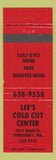 Matchbook Cover - Lee's Cold Cut Center Tewksbury MA