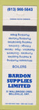 Matchbook Cover - Bardon Supplies Limited Belleville ON