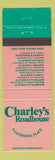 Matchbook Cover - Charley's Roadhouse Livonia West Bloomfield Harper Woods