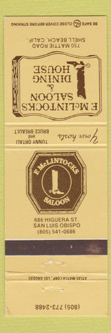 Matchbook Cover - F McLintocks Saloon Shell Beach CA San Luis Obispo