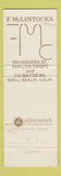 Matchbook Cover - F McLintocks Saloon Shell Beach CA San Luis Obispo