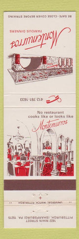 Matchbook Cover - Montemurros Restaurant Pittsburgh Sharpsburg PA