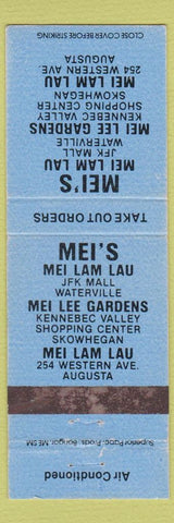 Matchbook Cover - Mei's Mei Lam Lau Waterville Skowhegan Augusta ME