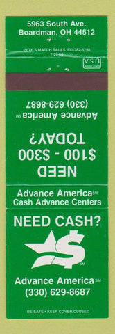 Matchbook Cover - Cash Advance Boardman OH