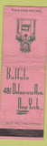 Matchbook Cover - Arlean Andre Buffalo NY WORN