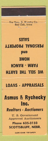 Matchbook Cover - Asmus Rychecky Insurance Real Estate Scottsbluff NE