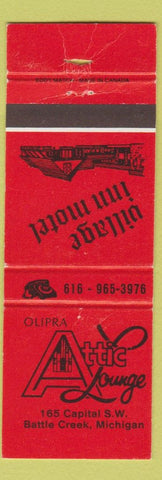 Matchbook Cover - Attic Lounge Battle Creek MI Village Motor Inn