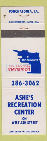Matchbook Cover - Ashe's Recreation Center Ponchatoula LA