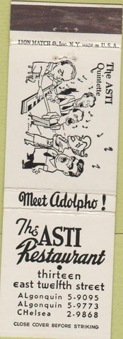 Matchbook Cover - Asti Restaurant New York City