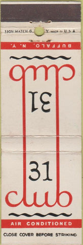 Matchbook Cover - 31 Club Buffalo NY