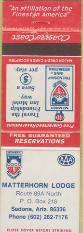 Matchbook Cover - Matterhorn Lodge Sedona AZ