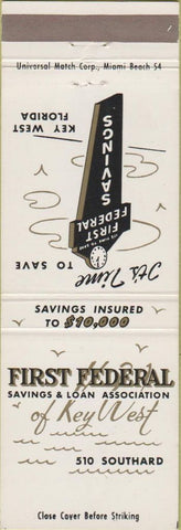 Matchbook Cover - First Federal Savings Loan Key West FL
