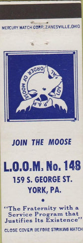 Matchbook Cover - Moose Lodge York PA