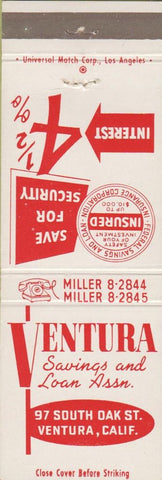 Matchbook Cover - Ventura Savings Loan Ventura CA