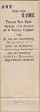 Matchbook Cover - First Federal Savings Loan Greenwich CT