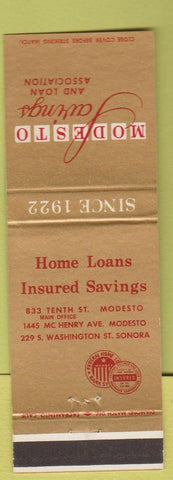 Matchbook Cover - Modesto Savings Loan Sonora CA