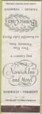 Matchbook Cover - Bonnie Oaks Norwich Inn VT Fairlee