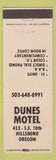 Matchbook Cover - Dunes Motel Hillsboro OR