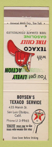 Matchbook Cover - Texaco oil gas Boysen's San Luis Obispo CA