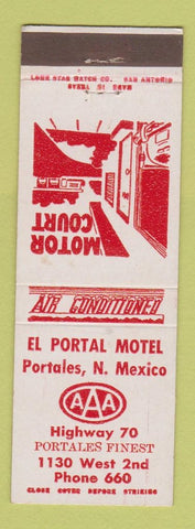 Matchbook Cover - El Portal Motel Portales NM low phone #