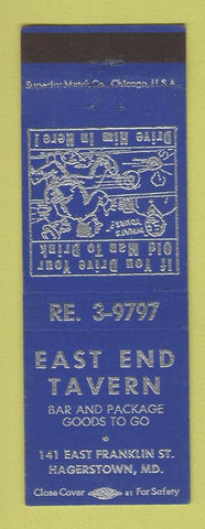 Matchbook Cover - East End Tavern Hagerstown MD